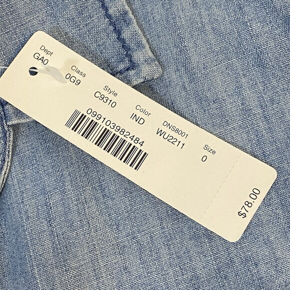 J Crew Button Up Shirt sz 0 Blue Denim Chambray - Picture 10 of 11
